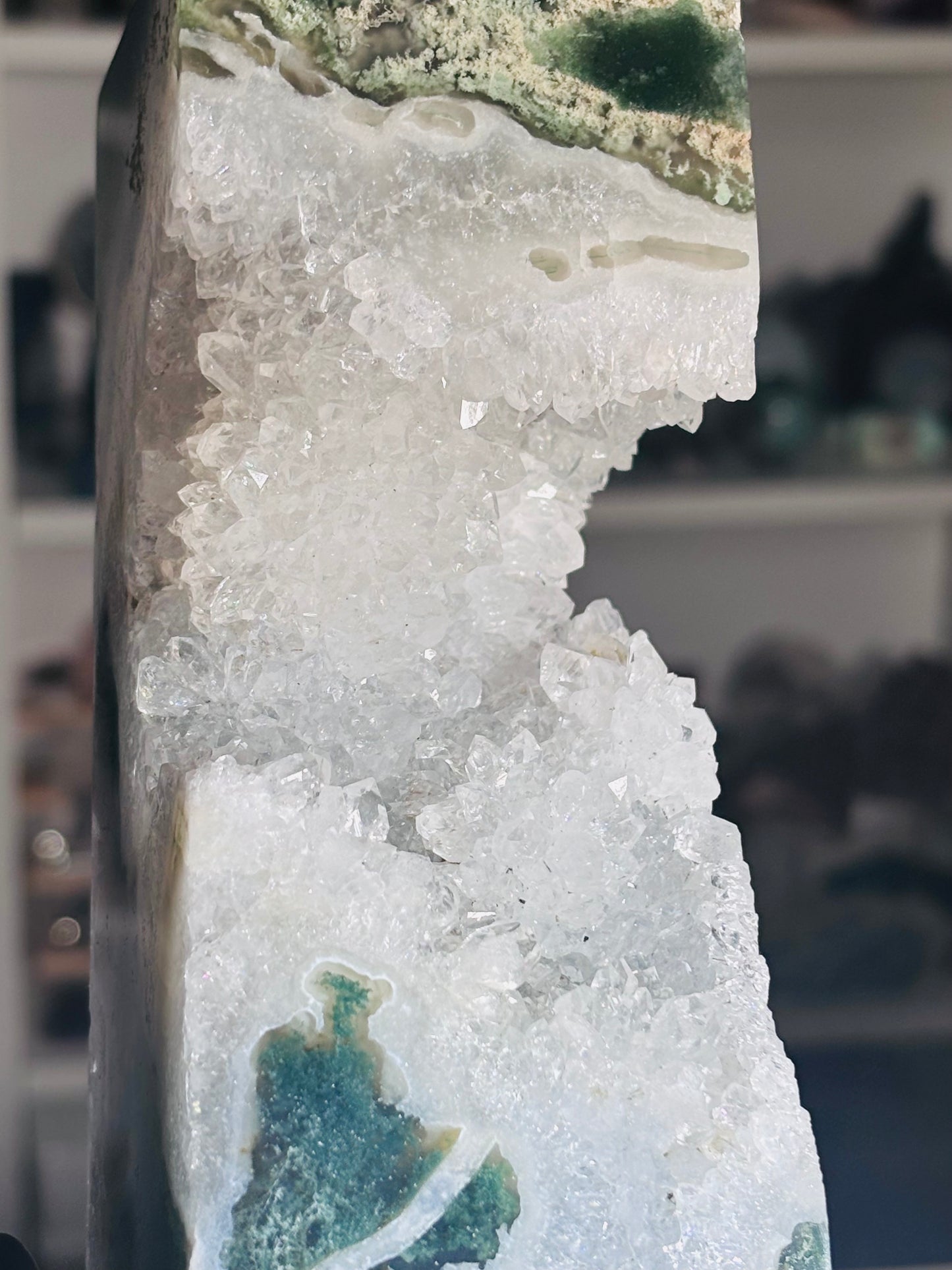🌿 Statement Moss Agate Druzy Tower 🌿