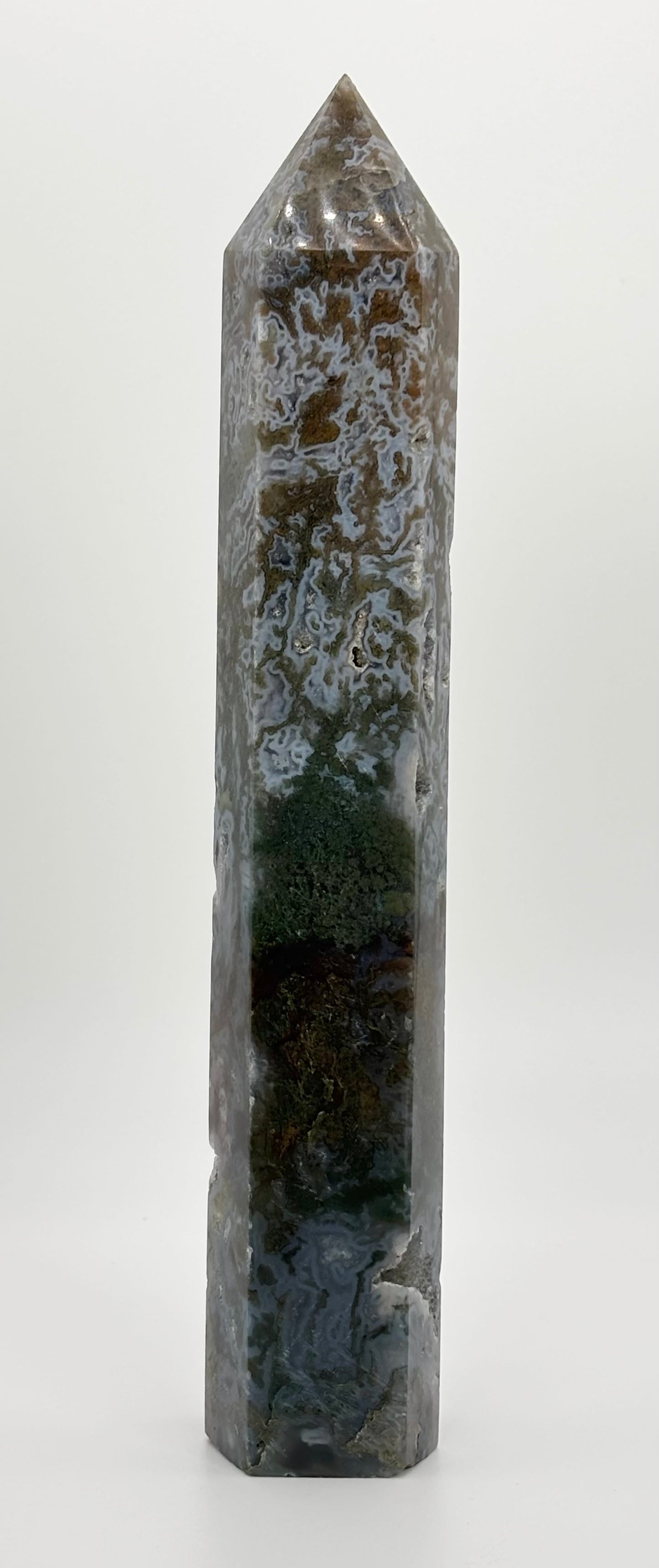 🌿 Colourful Moss Agate Tower with Sugar Drewzy- Statement Piece