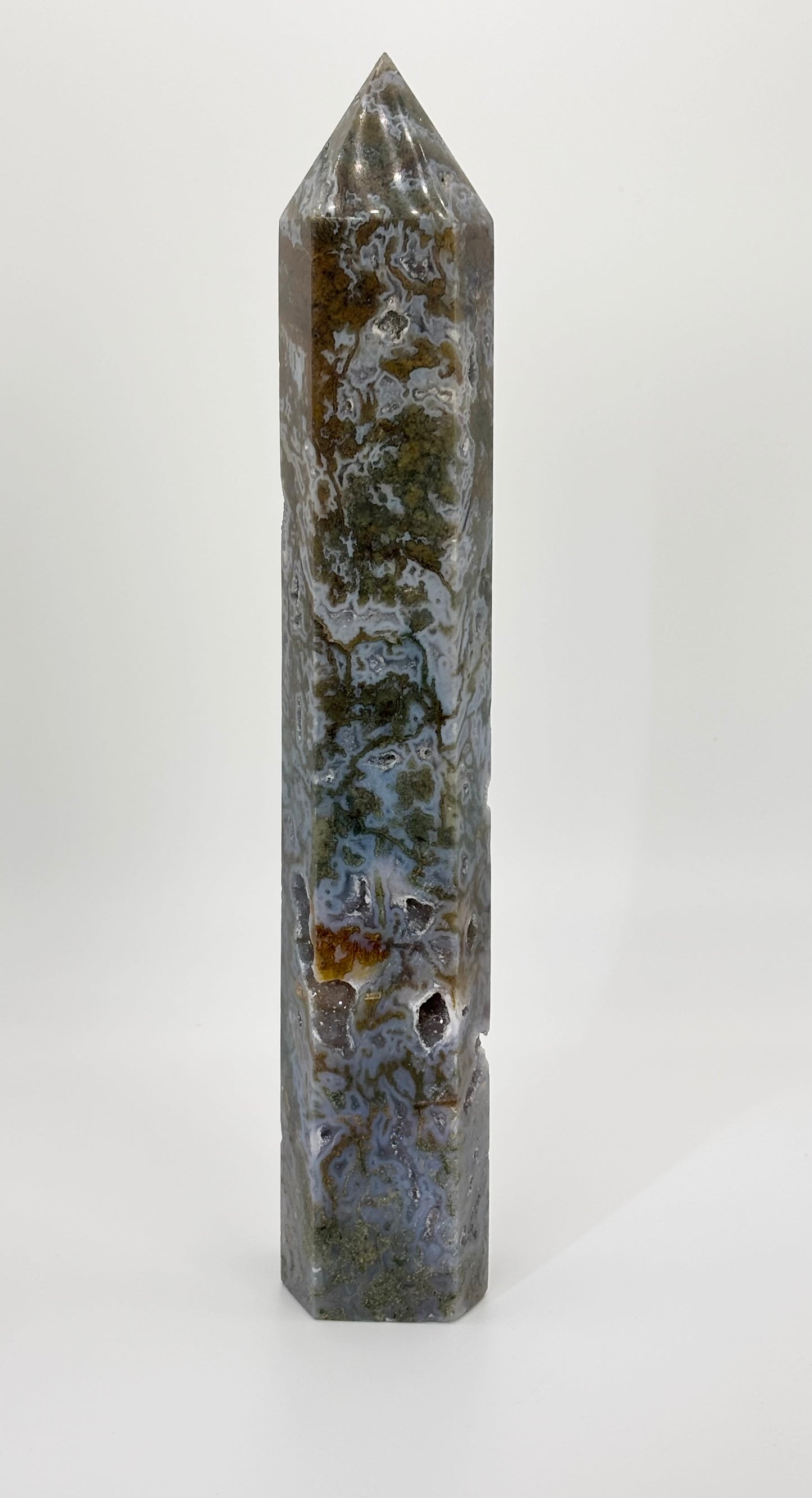 🌿 Colourful Moss Agate Tower with Sugar Drewzy- Statement Piece