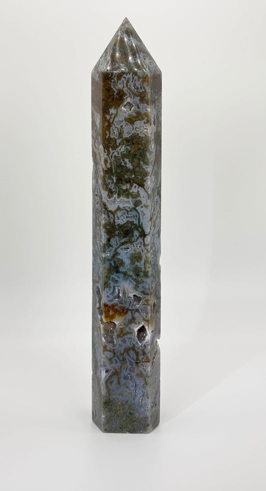 🌿 Colourful Moss Agate Tower with Sugar Drewzy- Statement Piece