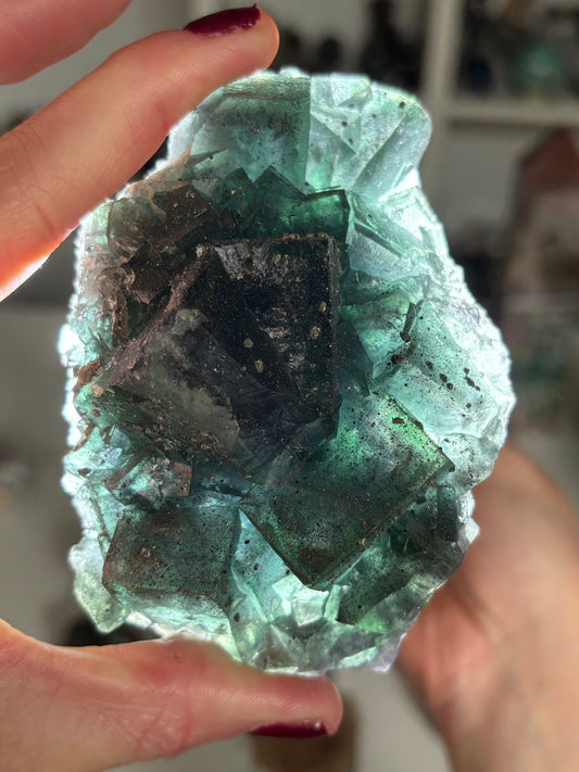 Nigerian Daylight Fluorite with Pyrite – Cubic Formation (344g)