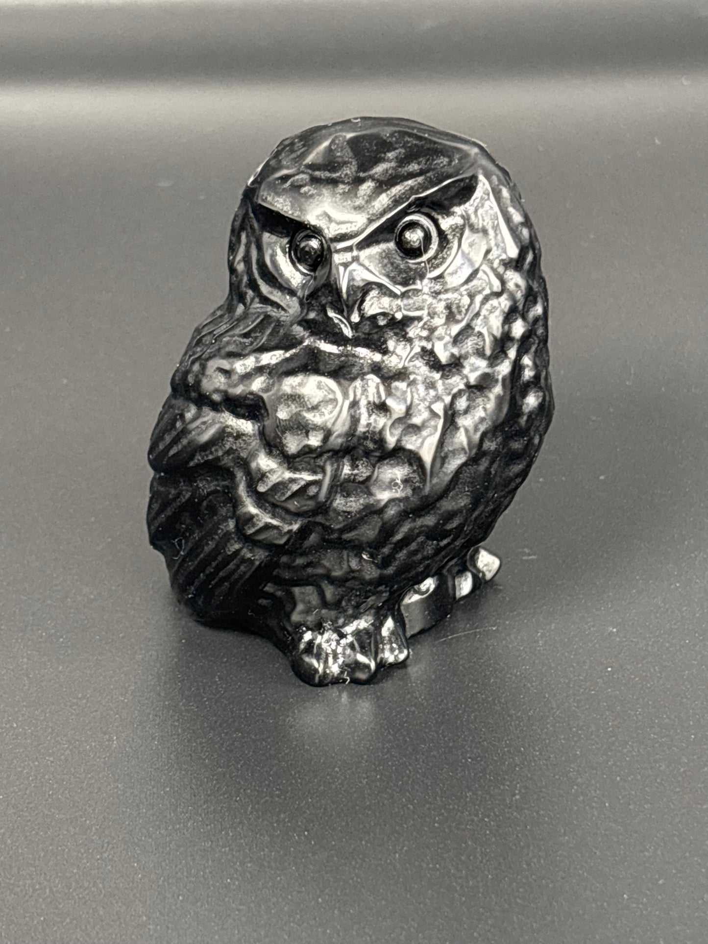lack Obsidian Owl Carving – Protection & Insight (336g)