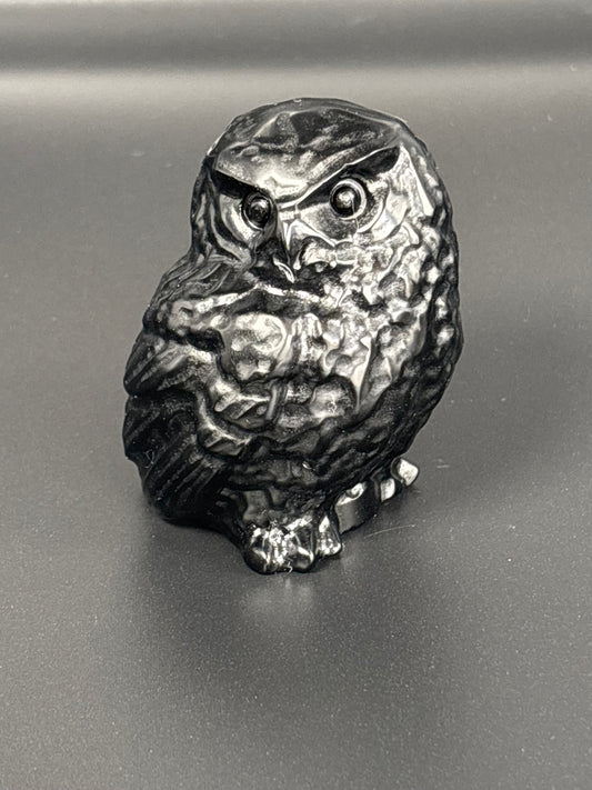 lack Obsidian Owl Carving – Protection & Insight (336g)