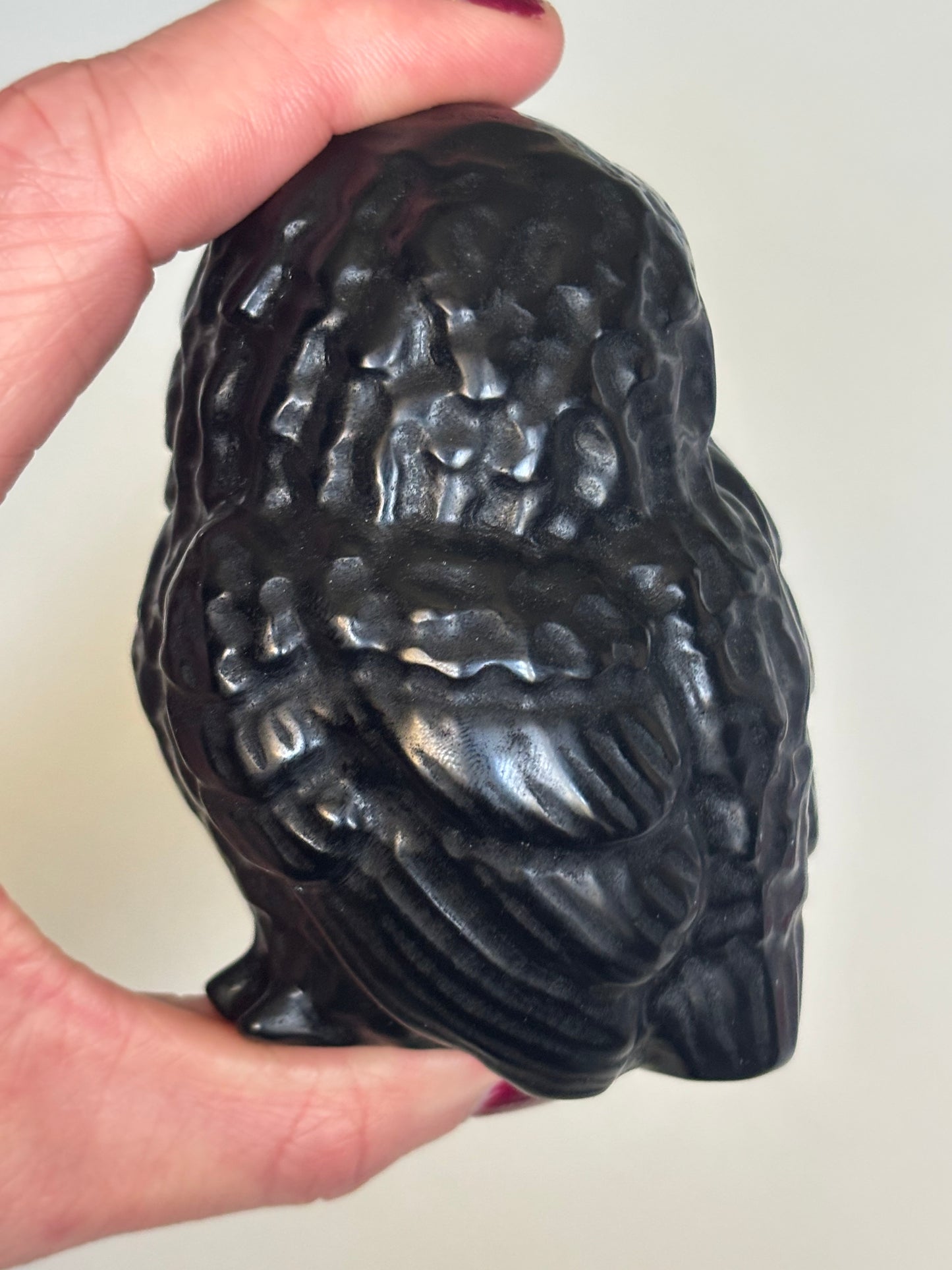 lack Obsidian Owl Carving – Protection & Insight (336g)