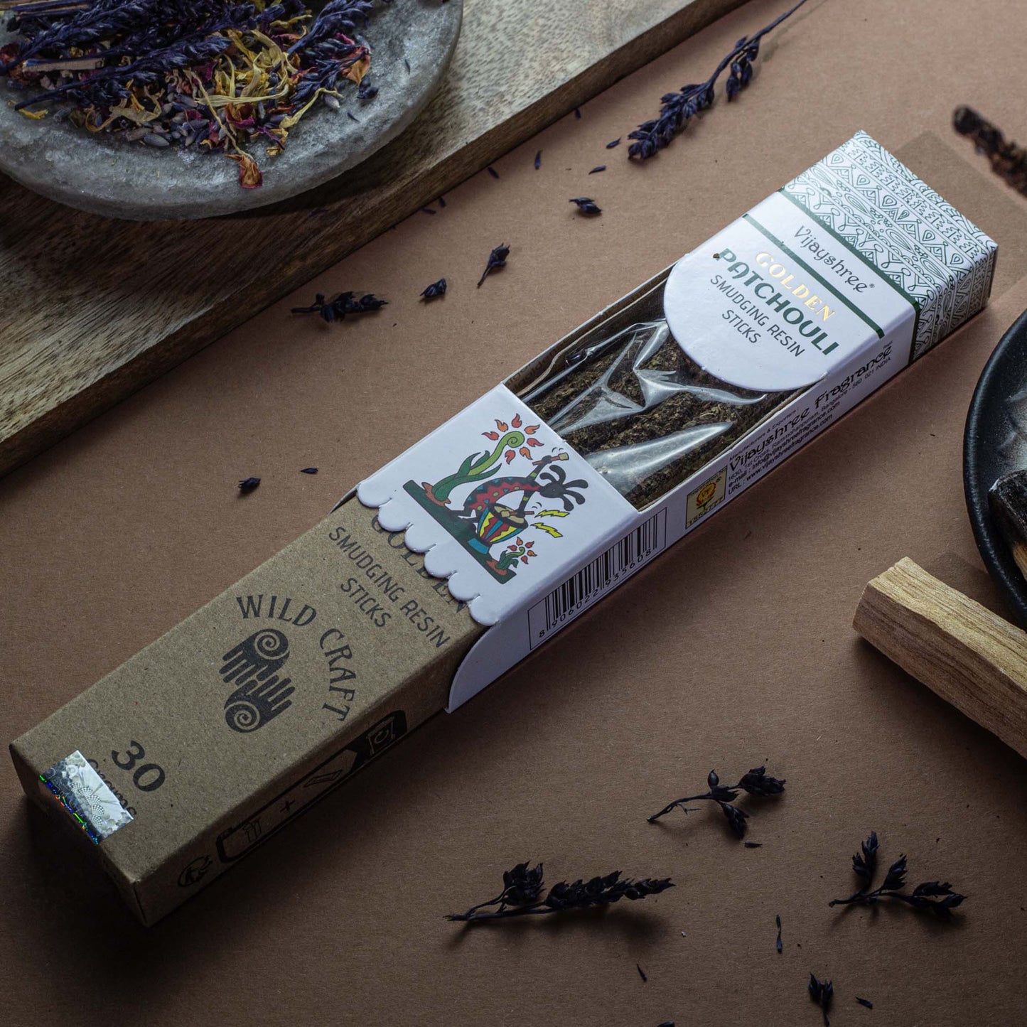 Golden Patchouli Resin Smudging Sticks | 30g (6 Sticks)