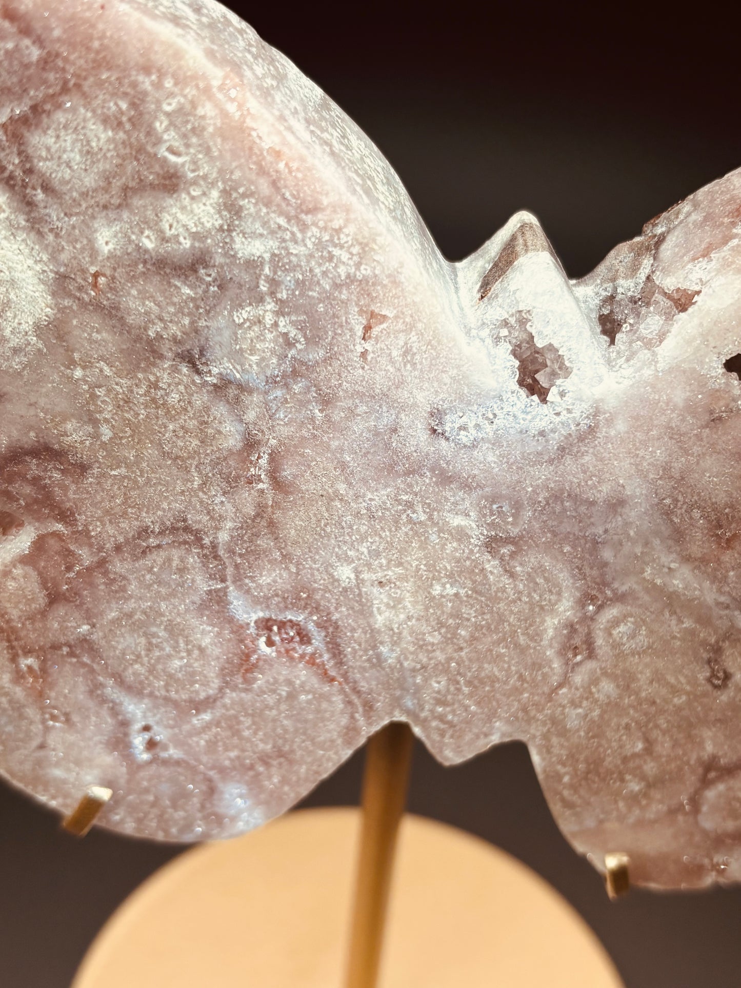 Brazilian Pink Amethyst Butterfly – Deep Saturation Druzy with Gold Stand (1.12kg)