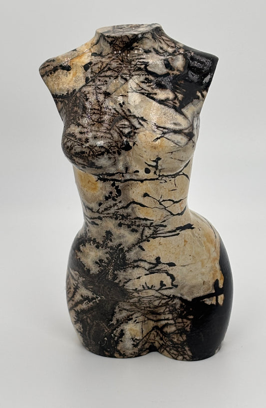 Picture Jasper Feminine Form Carving – Earth Pattern Statement (840g)