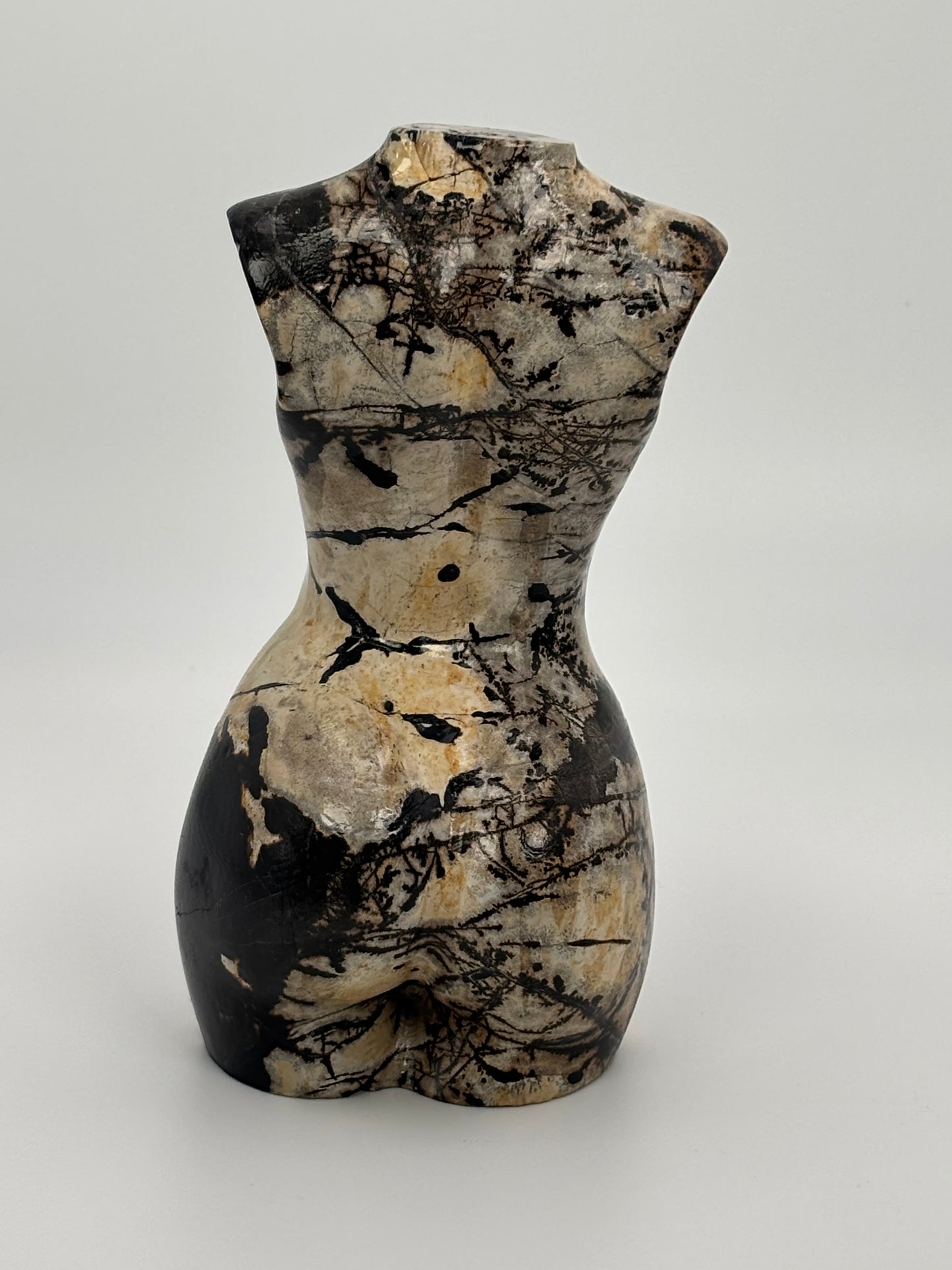 Picture Jasper Feminine Form Carving – Earth Pattern Statement (840g)