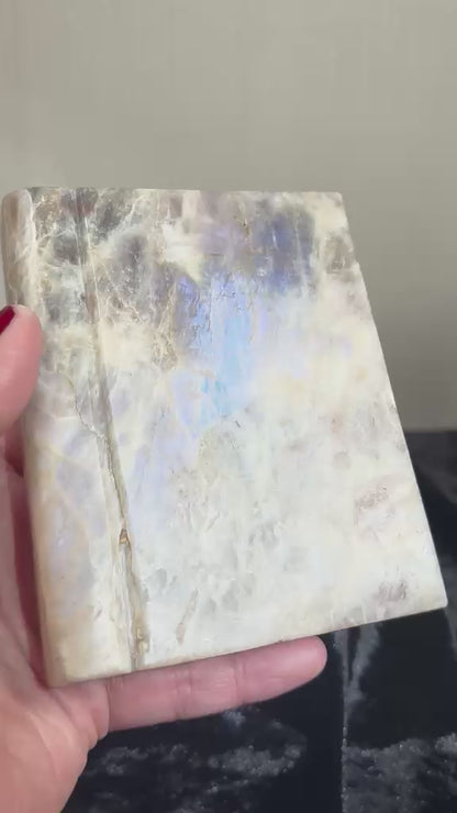 Moonstone & Sunstone Crystal Book Carving | The Keeper's Grimoire