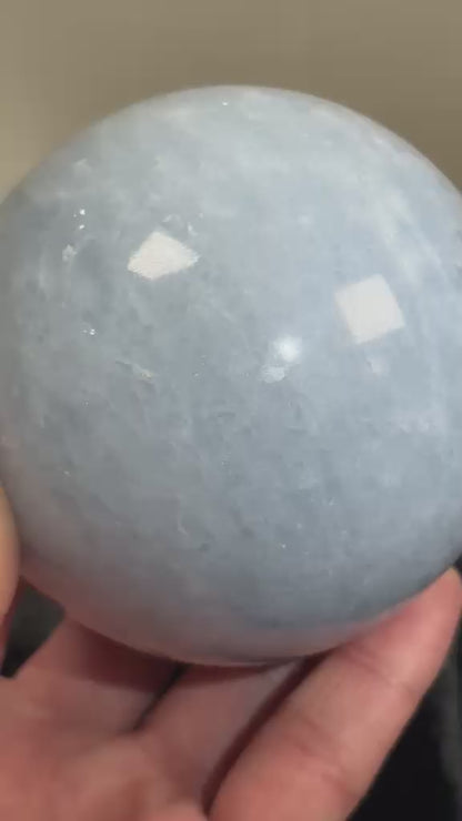 Blue Calcite with Mica Sphere