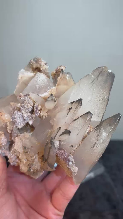 Black-Tipped Swordtooth Calcite Crystal Cluster | Hunan, China