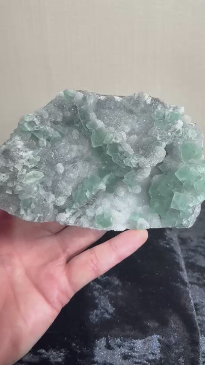 Green Fluorite with Chalcedony & Druzy