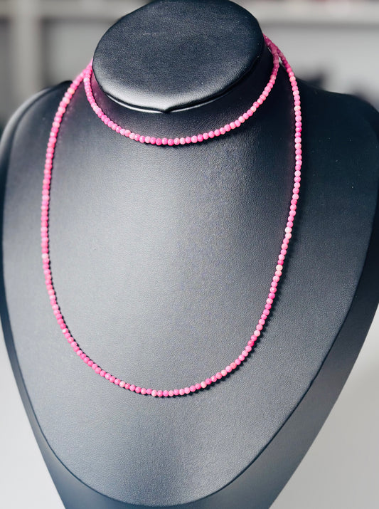 Faceted Rhodonite Necklace / Triple Wrap Bracelet | Magnetic Clasp