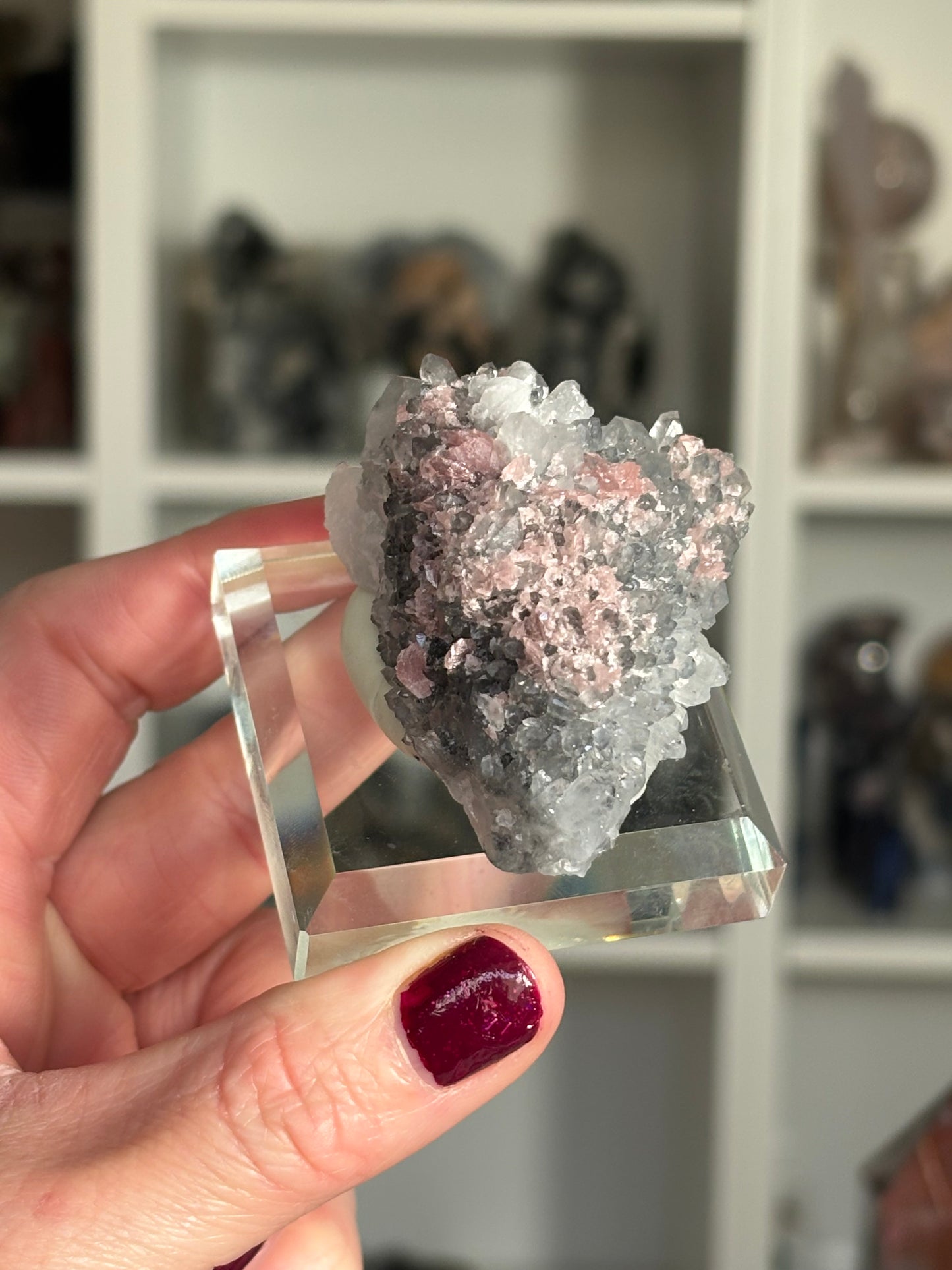 Rhodochrosite on Quartz Matrix (Guangxi, China) – Sparkling Pink Crystal Cluster