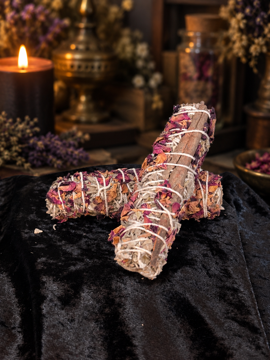 Himalayan Sage, Rose & Cinnamon Smudge Bundle | Purification, Love & Prosperity
