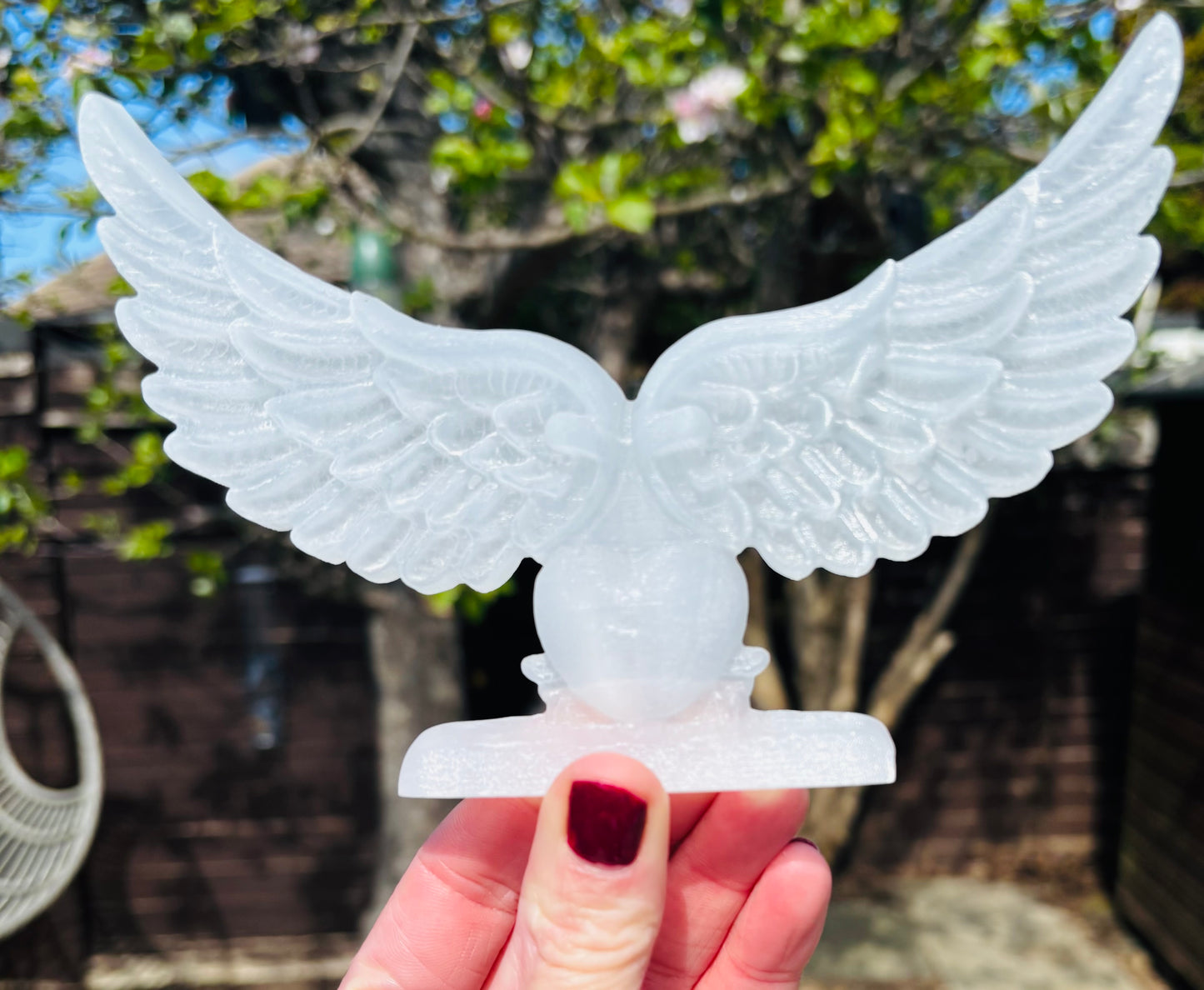 Selenite Angel Wing Heart | Self-Standing Protection & Cleansing Piece (17.5cm)