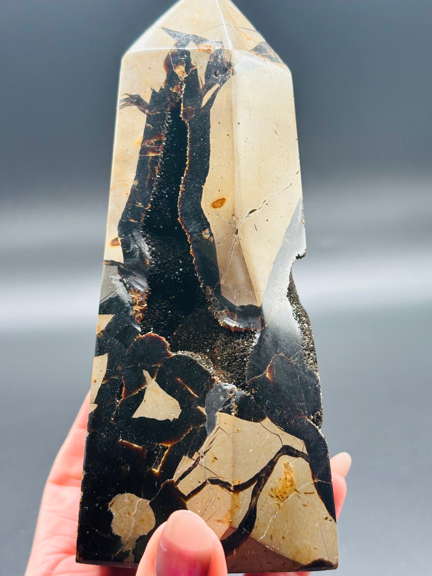 Septarian Statement Tower- Black Druzy with UV Reactivity (1.159kg)