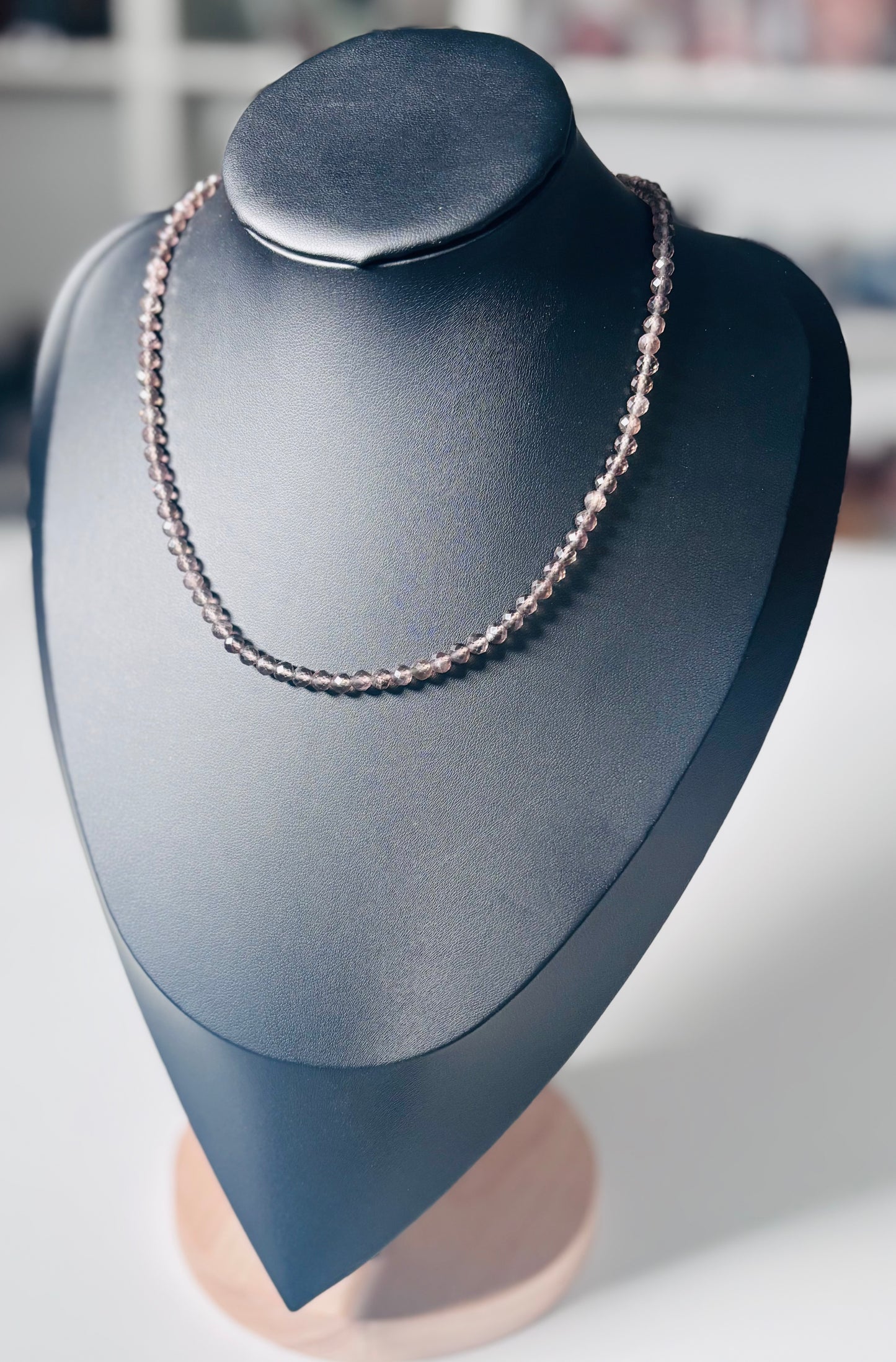 High Grade Faceted Smoky Quartz Choker | 3mm Beads