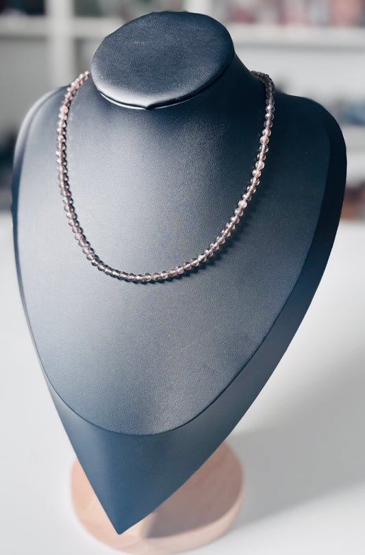 High Grade Faceted Smoky Quartz Choker | 3mm Beads