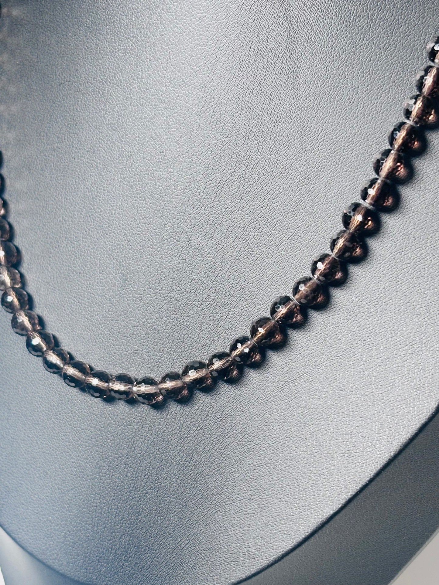 High Grade Faceted Smoky Quartz Necklace | 6mm Beads |