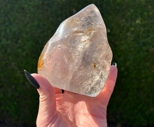 Smokey Quartz Flame with Golden Healer & Rainbows