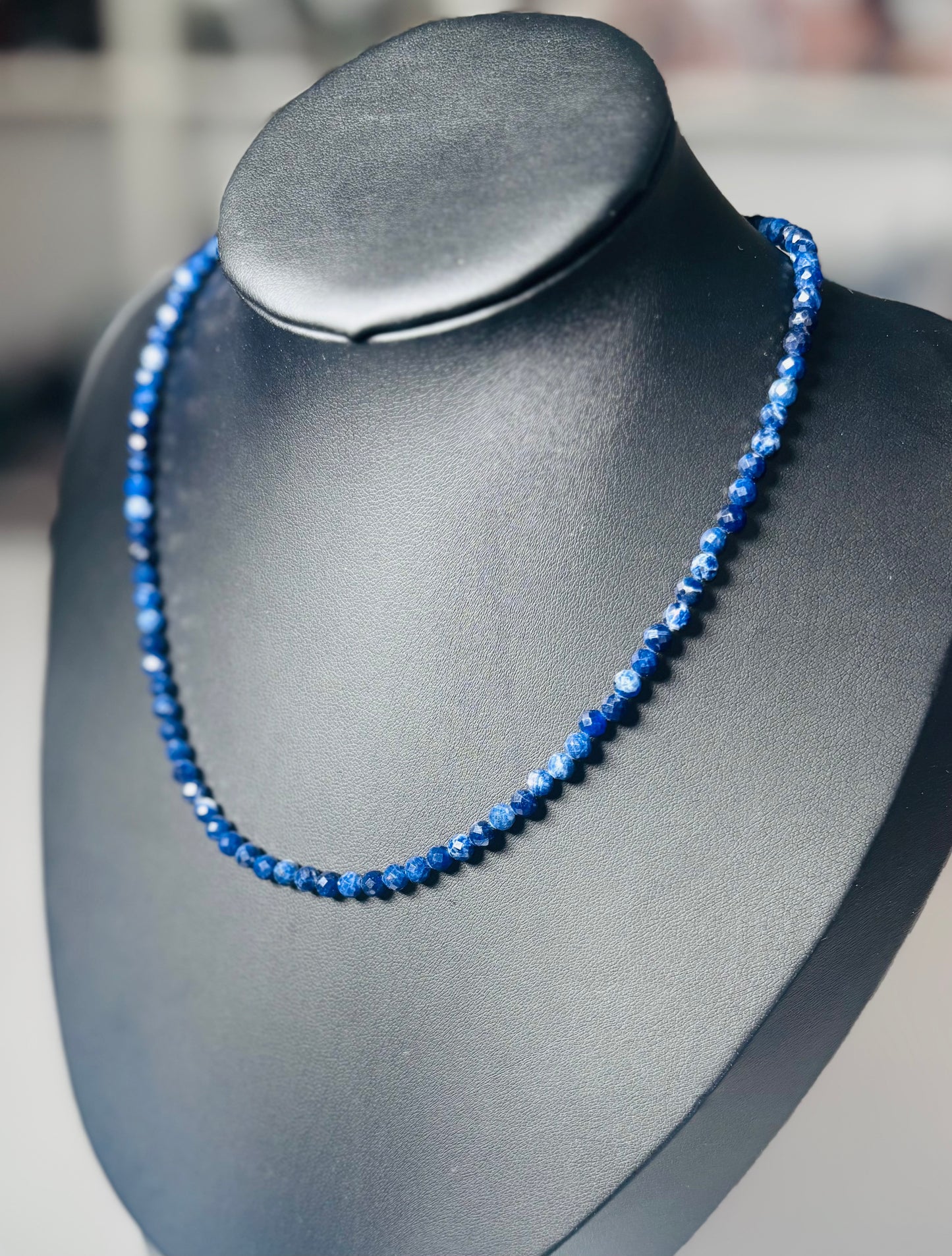 High Grade Faceted Sodalite Choker | 3mm Beads