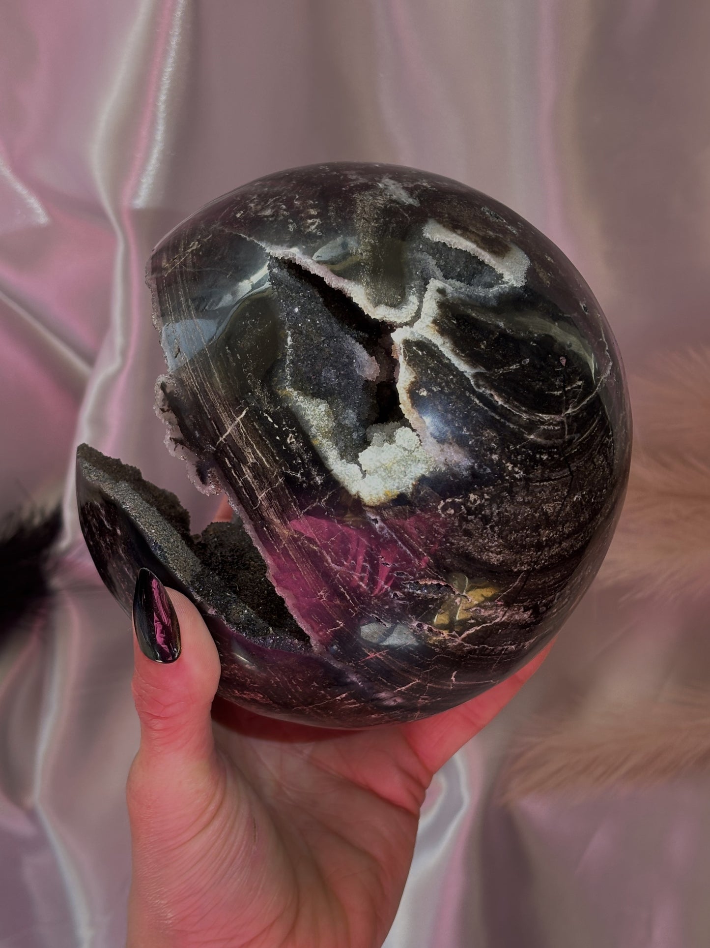 Natural Open Mouth Sphalerite Sphere  Rare Formation, Extreme Sparkle