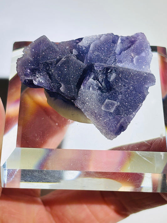 Zhejiang Fluorite – Sugar Druzy Cubic Formation | Blue/Purple Sparkle Specimen