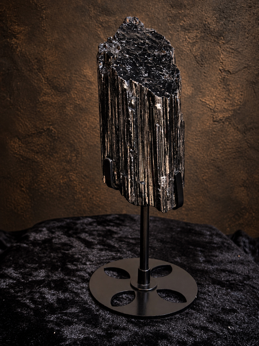 Raw Black Tourmaline on Stand | The Guardian Stone