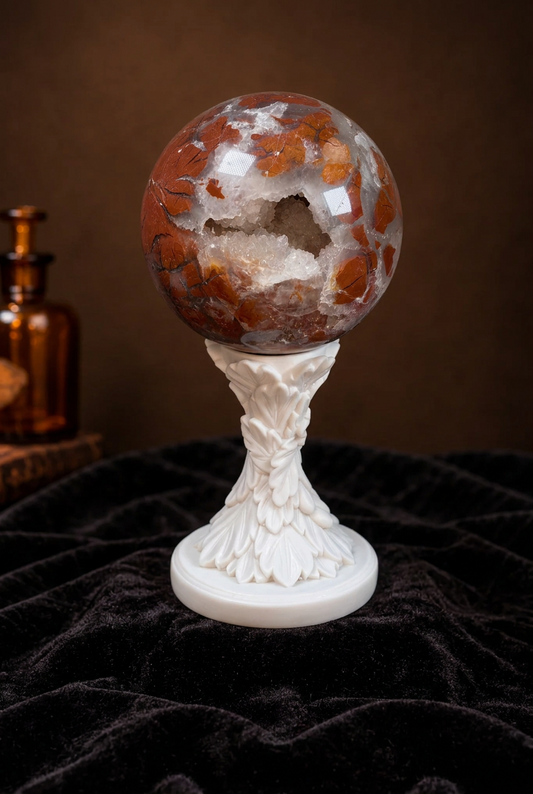 Indonesian Agate Sphere with Natural Druzy Cavities