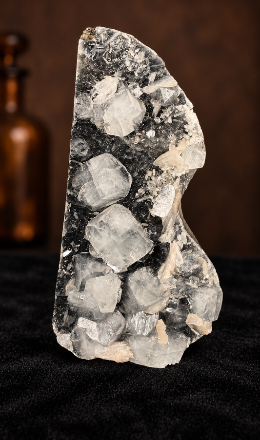Black Chalcedony & Cubic Apophyllite with Stilbite
