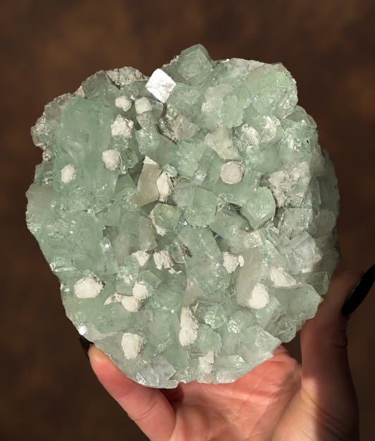 Glassy Green Apophyllite with Okenite Spheres & Rainbow Inclusions | Jalgaon, India