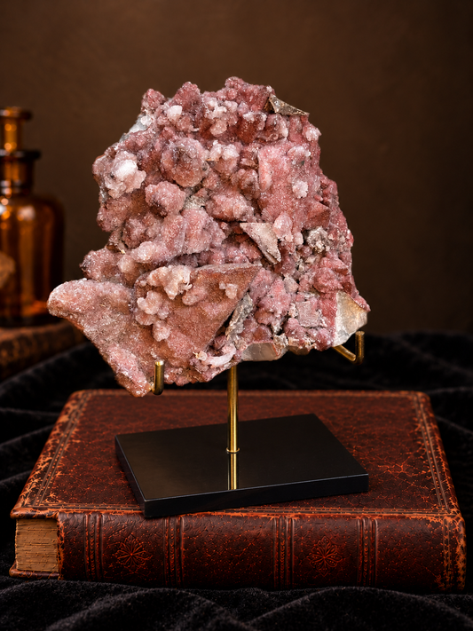 Red Dogtooth Calcite with Selenite Crystal Cluster | Qinglong Mine