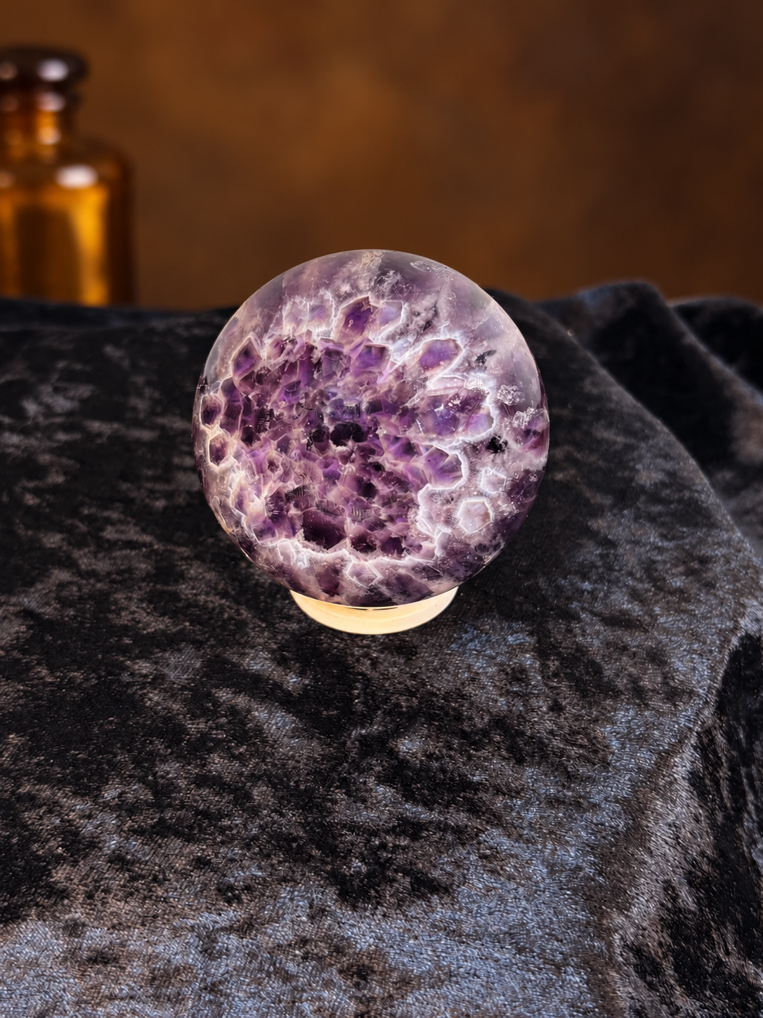 Amethyst with Fluorite Sphere | Yellow UV Reaction