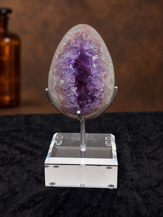 Brazilian Purple Amethyst & Agate Druzy Egg