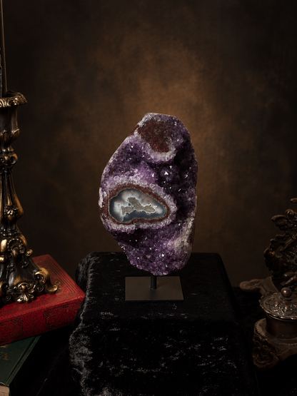 Brazilian Amethyst Flower with Natural Agate Eye