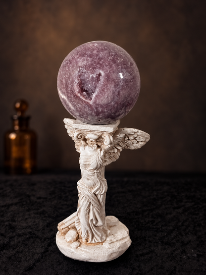 Lepidolite Druzy Sphere with Natural Crystal Pocket