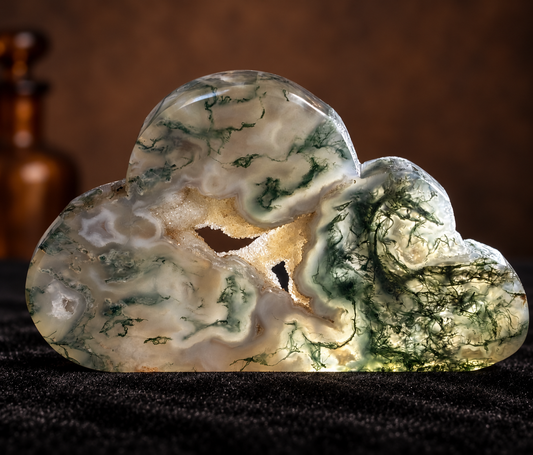 Moss Agate Cloud with Chalcedony Druzy