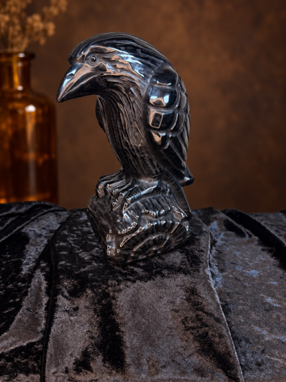 Giant Black Obsidian Raven Carving