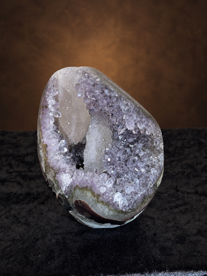 Brazilian Amethyst & Sugar Calcite Druzy Freeform