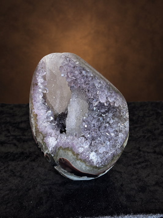Brazilian Amethyst & Sugar Calcite Druzy Freeform
