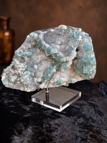 Green Fluorite with Chalcedony & Druzy