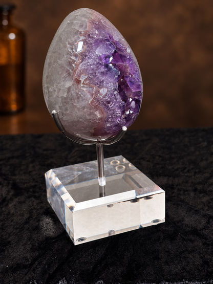 Brazilian Purple Amethyst & Agate Druzy Egg