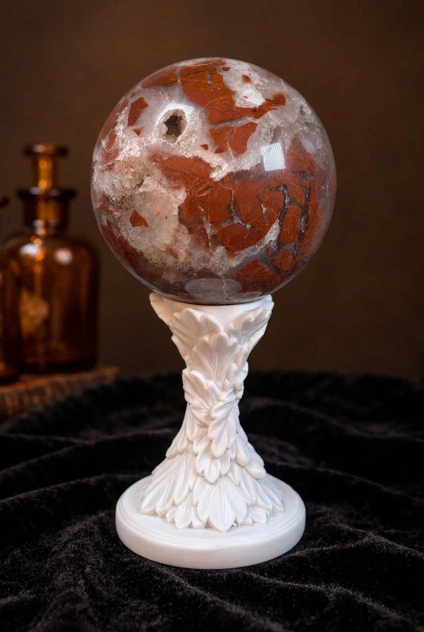 Indonesian Agate Sphere with Natural Druzy Cavities