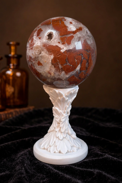Indonesian Agate Sphere with Natural Druzy Cavities