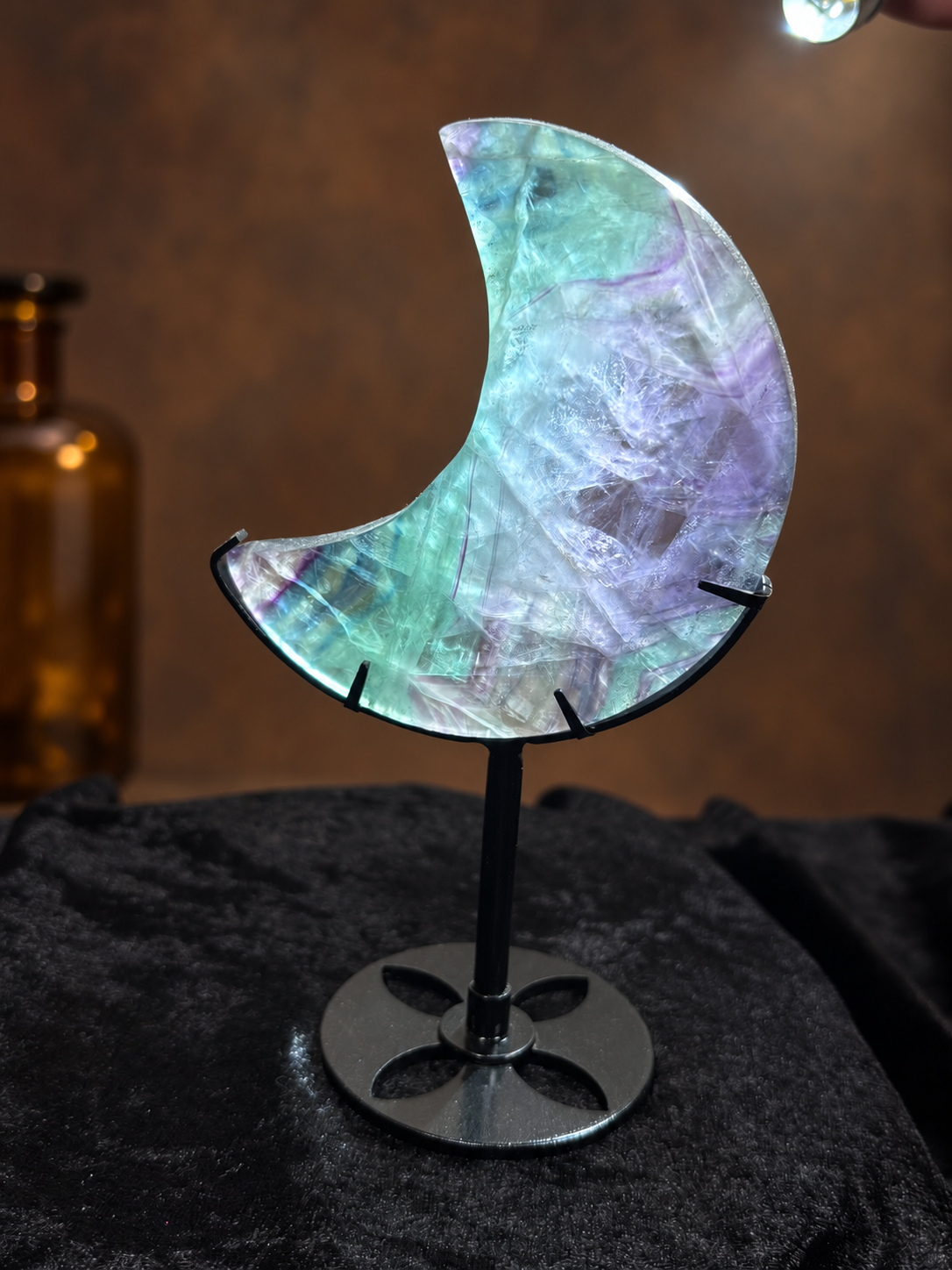 Banded Green & Purple Fluorite Crescent Moon