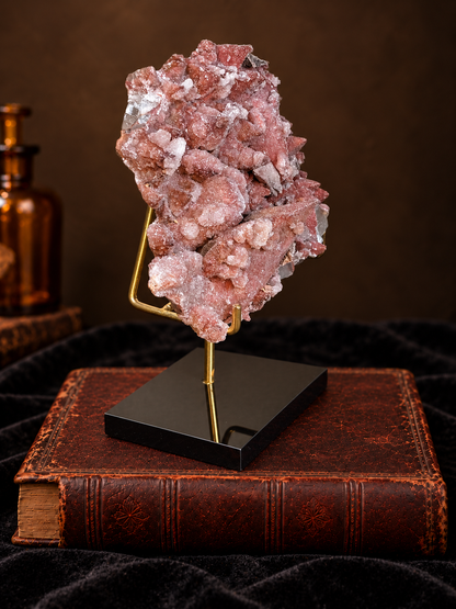 Red Dogtooth Calcite with Selenite Crystal Cluster | Qinglong Mine