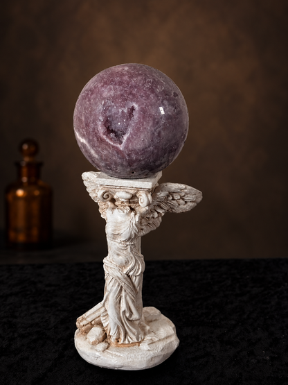 Lepidolite Druzy Sphere with Natural Crystal Pocket