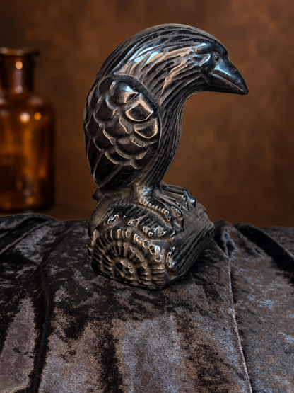 Giant Black Obsidian Raven Carving