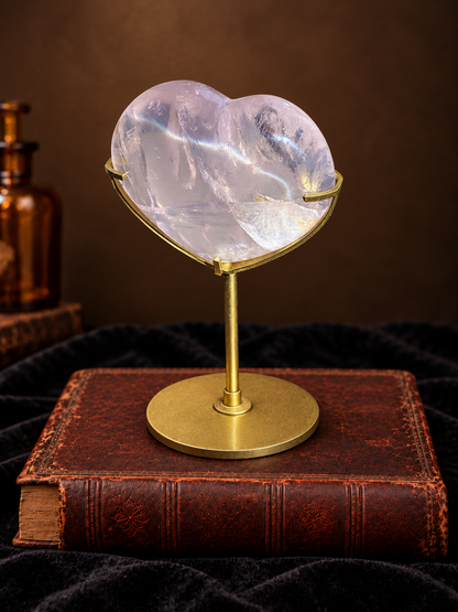 Brazilian Star Rose Quartz Heart | Double Asterism & Rainbows